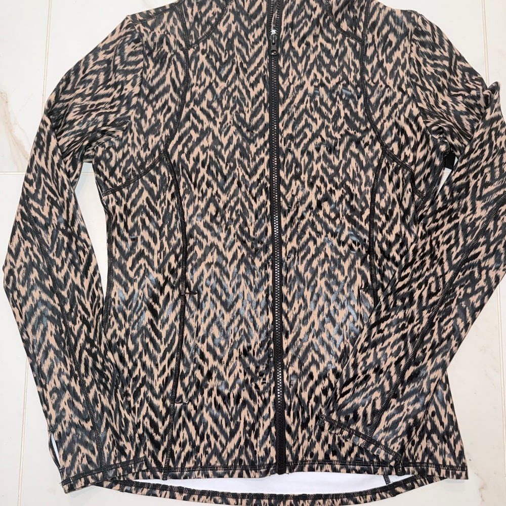 Women’s (M) Printed Bomber Jacket - Black & Beige / fits like size 8-10
